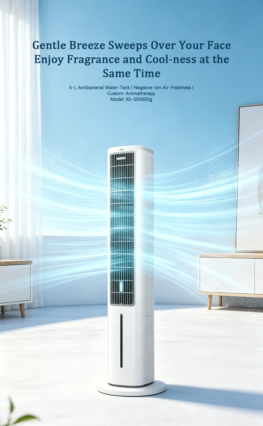 Tower Evaporative Air Cooler with Negative Ion KS-05X60Dg image 2