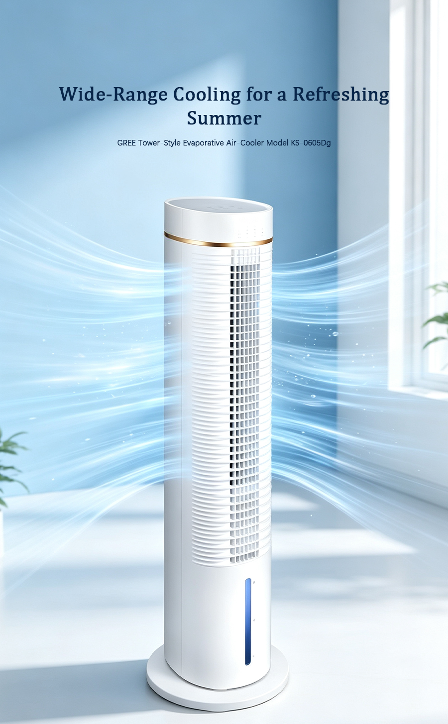 Tower Evaporative Air Cooler KS-0605Dg, Portable Water Cooling Fan for Home image 2