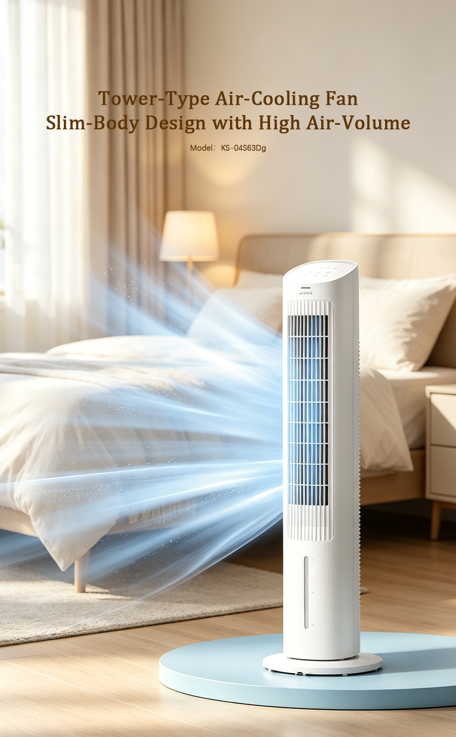 Tower-Type Evaporative Air Cooling Fan, 4L Water Tank Quiet Tower Fan with Remote Control, Negative Ion Function image 2