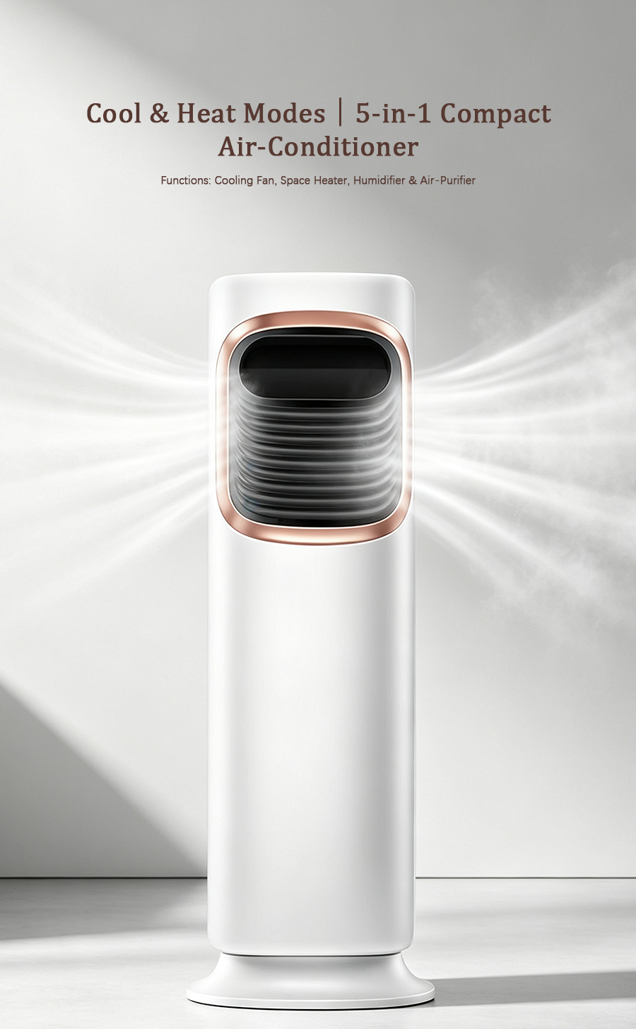 5-in-1 Tower Air Cooler & Heater, Multi-Functional Portable Fan with Humidifier, Air Purifier & UV Sanitization image 3