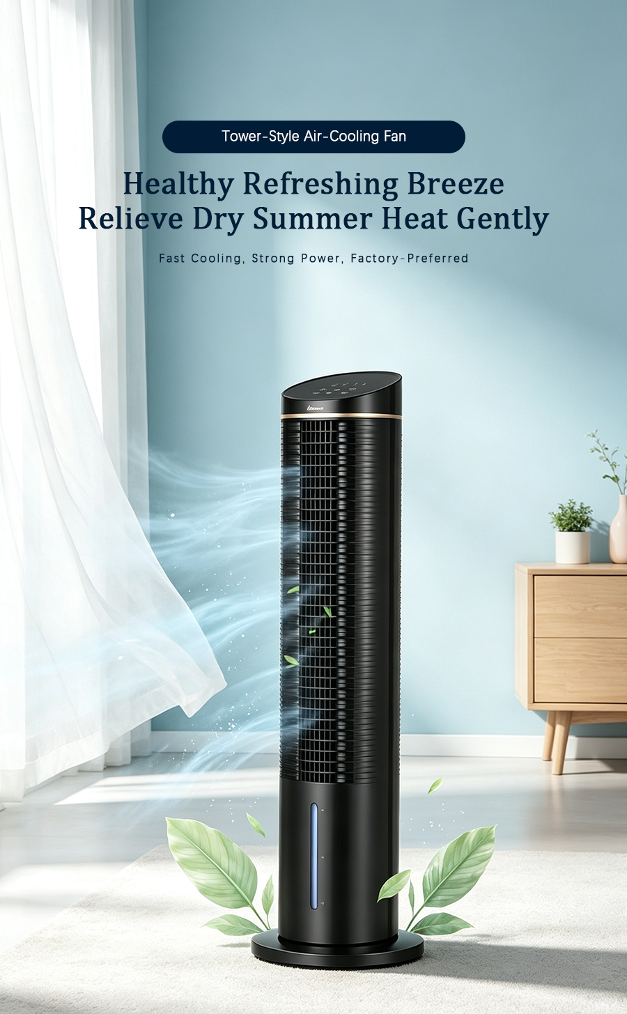 Tower Evaporative Air Cooler, Negative Ion Humidifying Cooling Tower Fan, Quiet Air Cooler with Remote Control image 3