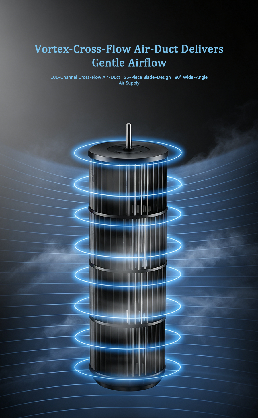 Cooled Bladeless Tower Fan, 3-in-1 Evaporative Air Cooler image 3