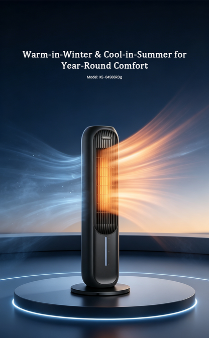 2-in-1 Evaporative Cooling & Space Heating Tower Fan with Humidification, Negative Ion, 80° Oscillation image 4