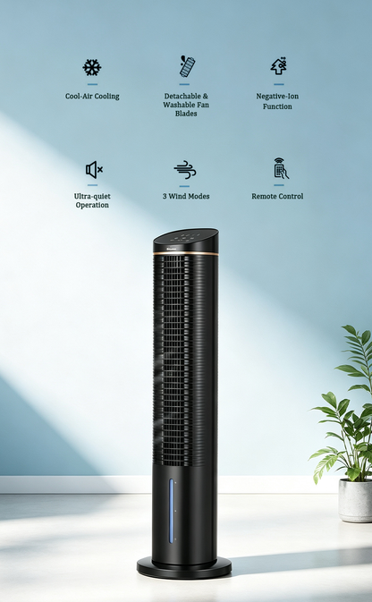 Tower Evaporative Air Cooler, Negative Ion Humidifying Cooling Tower Fan, Quiet Air Cooler with Remote Control image 4
