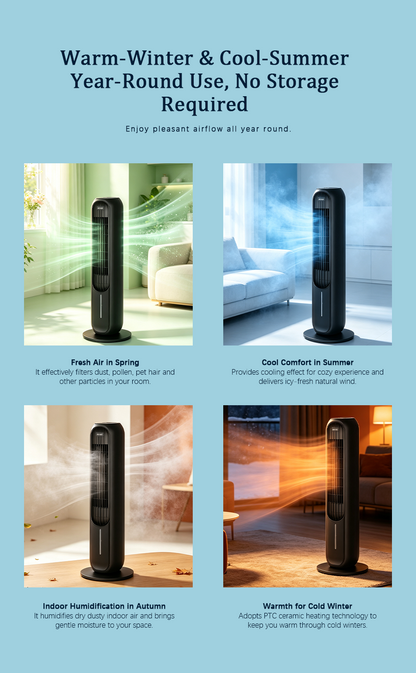 Heating & Cooling Tower Fan, Water Evaporative Air Cooler, Negative Ion Purifier 4-in-1 Heater & Cooling Fan image 4