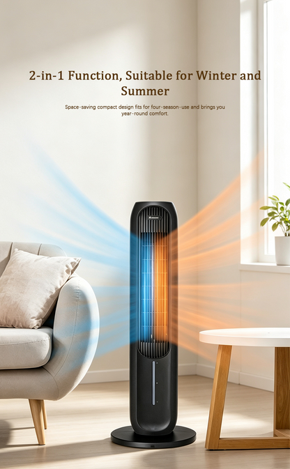 2-in-1 Evaporative Cooling & Space Heating Tower Fan with Humidification, Negative Ion, 80° Oscillation image 5