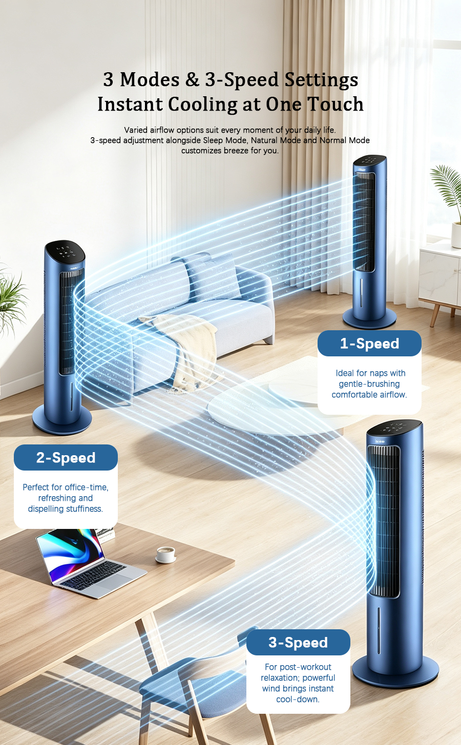 3-in-1 Negative Ion Evaporative Tower Cooler Fan | Remote Control Cooling Humidifier, Washable Air Cooler image 5