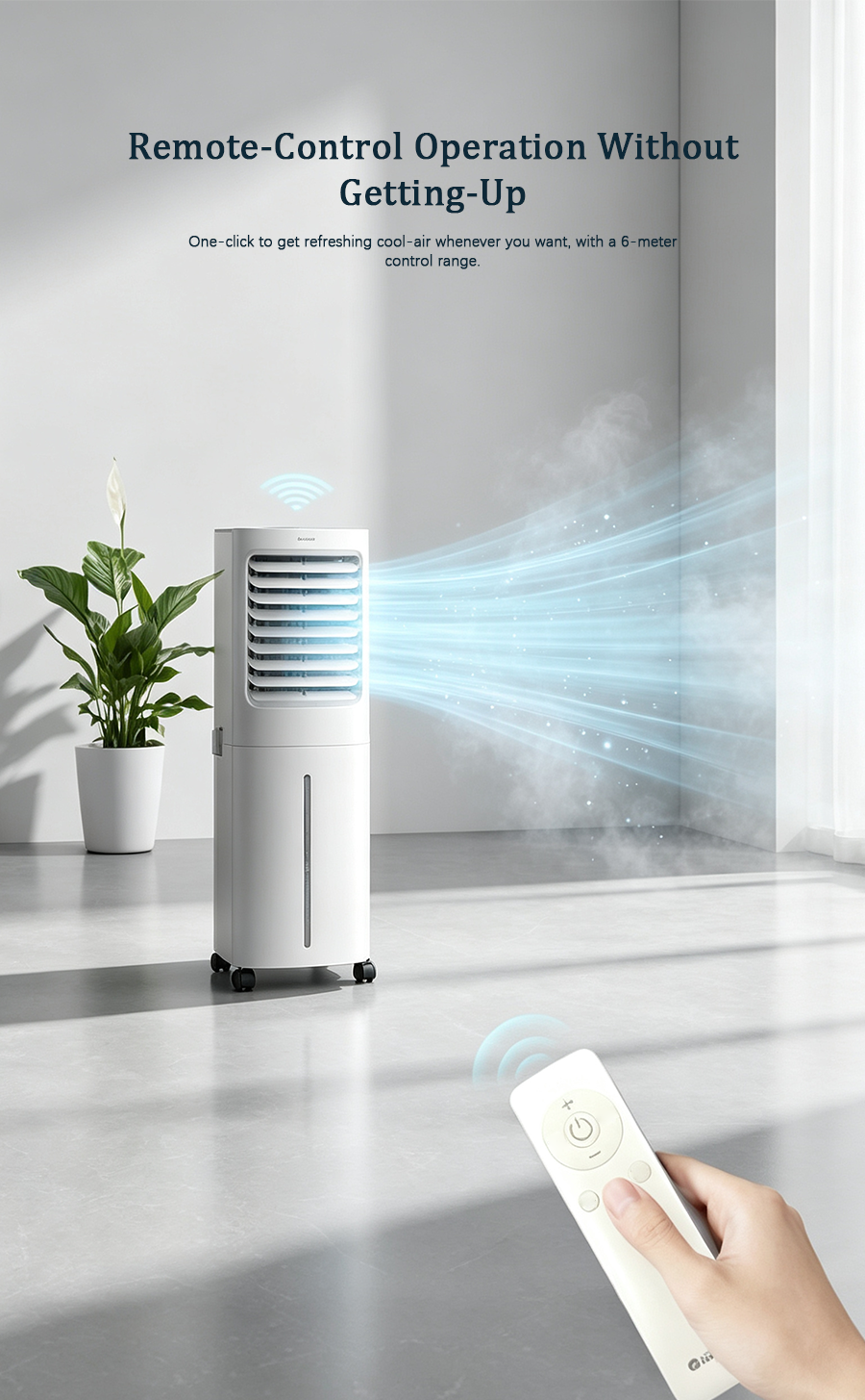 Portable Evaporative Air Cooler, Energy Saving Water Cooling Fan with Humidification for Home image 6