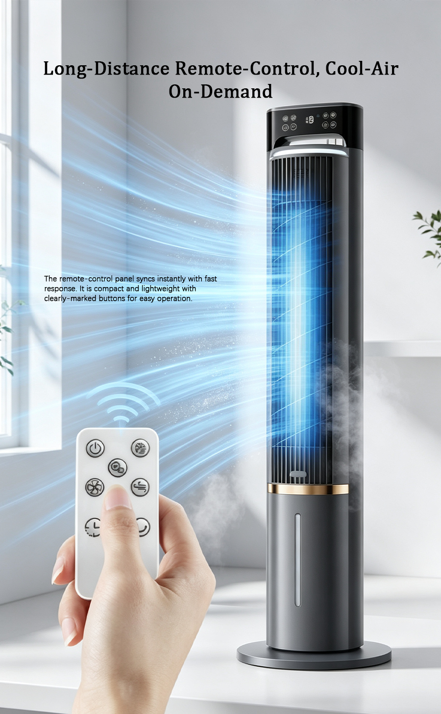 Evaporative Air Cooler Tower Fan, Negative Ions Cooling Air Conditioner Fan, Remote Control Vertical Cooling Fan image 6