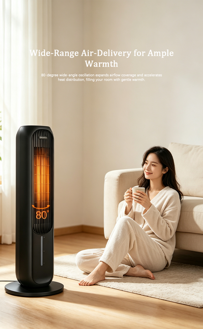 2-in-1 Evaporative Cooling & Space Heating Tower Fan with Humidification, Negative Ion, 80° Oscillation image 6