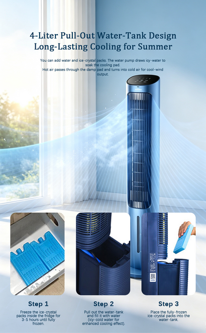 3-in-1 Negative Ion Evaporative Tower Cooler Fan | Remote Control Cooling Humidifier, Washable Air Cooler image 7