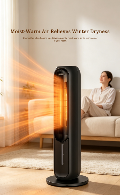 2-in-1 Evaporative Cooling & Space Heating Tower Fan with Humidification, Negative Ion, 80° Oscillation image 7