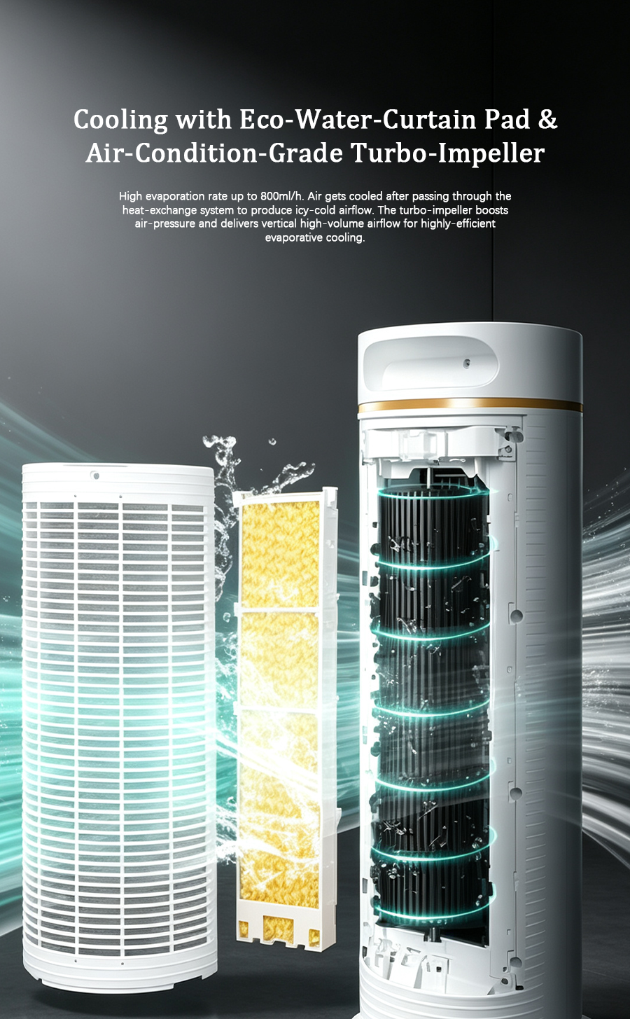 Tower Evaporative Air Cooler KS-0605Dg, Portable Water Cooling Fan for Home image 8