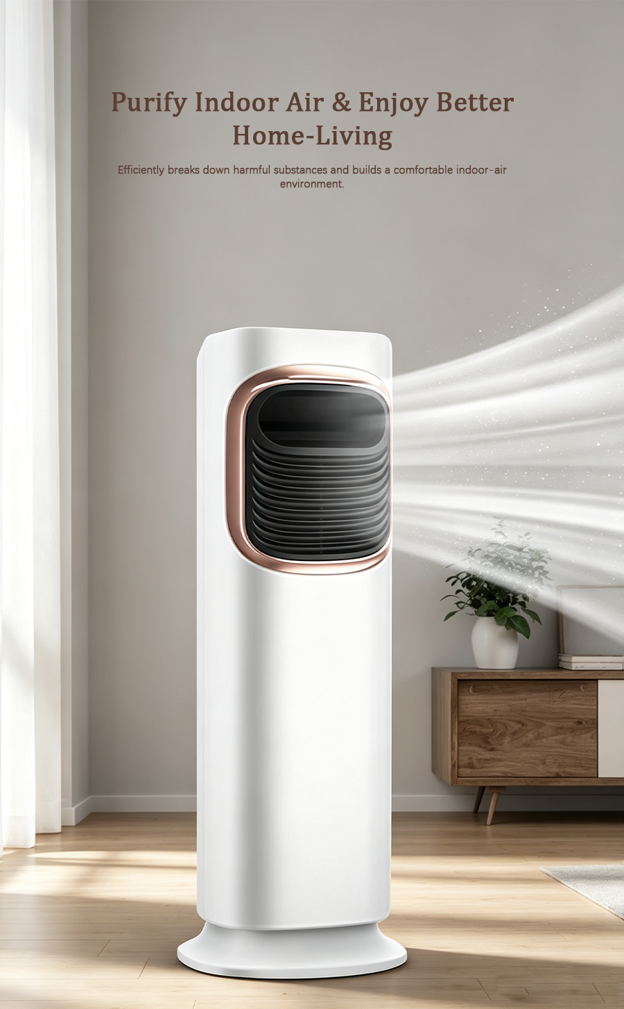 5-in-1 Tower Air Cooler & Heater, Multi-Functional Portable Fan with Humidifier, Air Purifier & UV Sanitization image 8