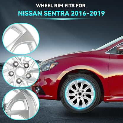 16Inch 16x6.5 inch Silver Replacement Aluminum Alloy Wheel Rims Fit for 2016 2017 2018 2019 Nissan Sentra, ALY62756U20N, Direct Fit Replacement OEM Wheel Rim