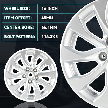 16Inch 16x6.5 inch Silver Replacement Aluminum Alloy Wheel Rims Fit for 2016 2017 2018 2019 Nissan Sentra, ALY62756U20N, Direct Fit Replacement OEM Wheel Rim