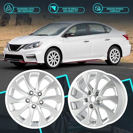 16Inch 16x6.5 inch Silver Replacement Aluminum Alloy Wheel Rims Fit for 2016 2017 2018 2019 Nissan Sentra, ALY62756U20N, Direct Fit Replacement OEM Wheel Rim
