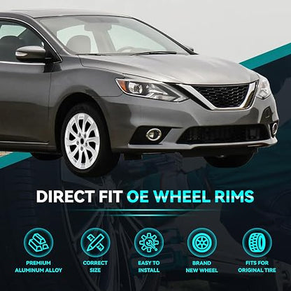 16Inch 16x6.5 inch Silver Replacement Aluminum Alloy Wheel Rims Fit for 2016 2017 2018 2019 Nissan Sentra, ALY62756U20N, Direct Fit Replacement OEM Wheel Rim
