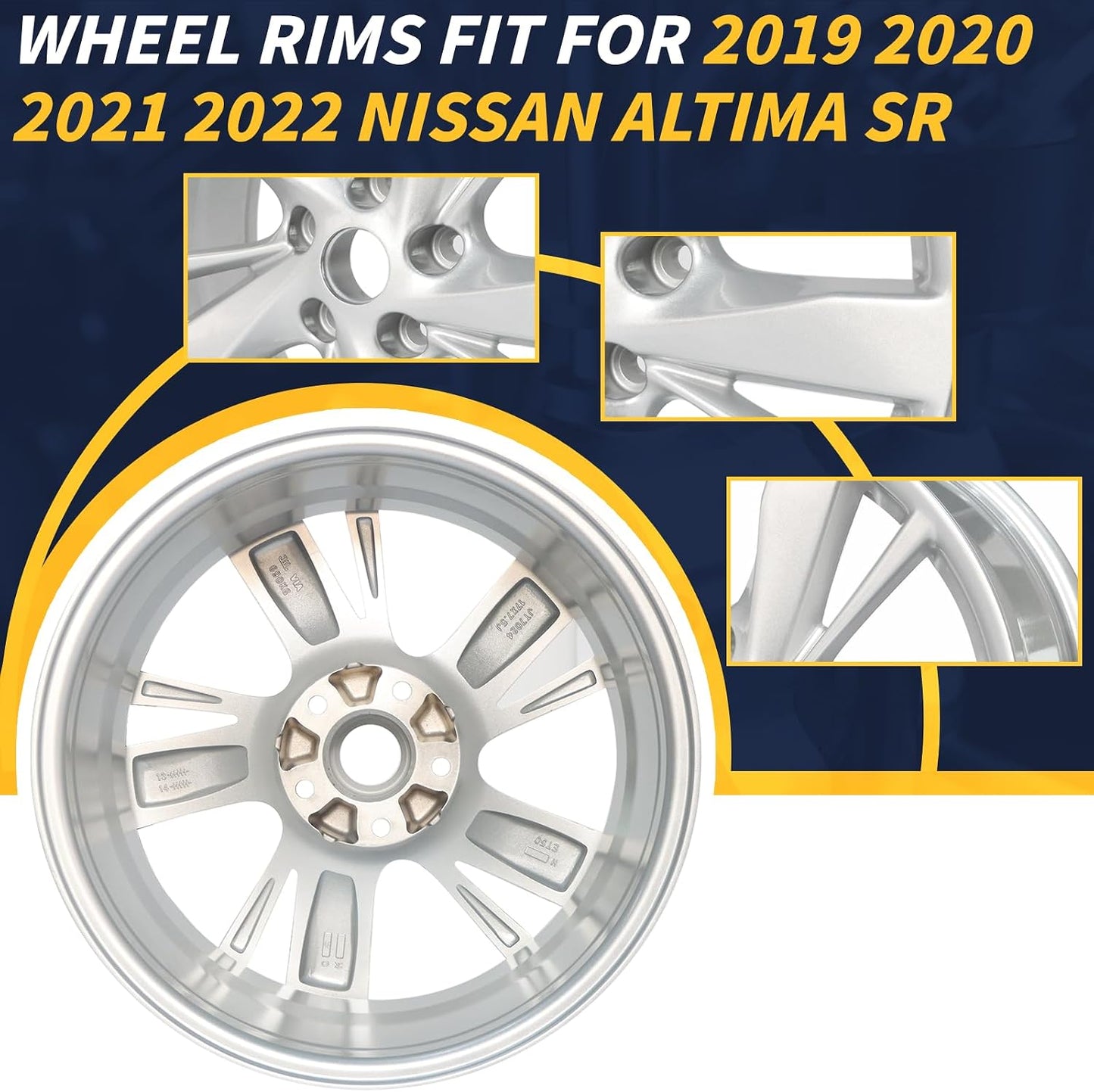17x7.5" 17 Inch Silver Aluminum Alloy Wheel Rims Fit for Nissan Altima 2013 2014 2015 2016, ALY62593U20N, OE Stock Specs