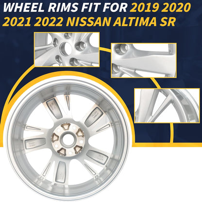 17x7.5" 17 Inch Silver Aluminum Alloy Wheel Rims Fit for Nissan Altima 2013 2014 2015 2016, ALY62593U20N, OE Stock Specs