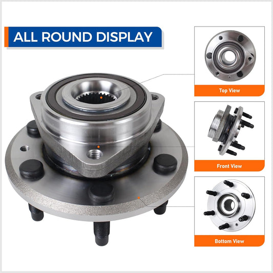 Front/Rear Wheel Bearing and Hub Assembly with ABS, 6-Lug, Compatible with 2008–2017 Buick Enclave, 2009–2017 Chevy Traverse, 2007–2016 GMC Acadia, and 2007–2010 Saturn Outlook