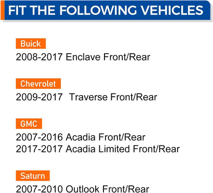 Front/Rear Wheel Bearing and Hub Assembly with ABS, 6-Lug, Compatible with 2008–2017 Buick Enclave, 2009–2017 Chevy Traverse, 2007–2016 GMC Acadia, and 2007–2010 Saturn Outlook