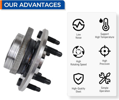 Front/Rear Wheel Bearing and Hub Assembly with ABS, 6-Lug, Compatible with 2008–2017 Buick Enclave, 2009–2017 Chevy Traverse, 2007–2016 GMC Acadia, and 2007–2010 Saturn Outlook