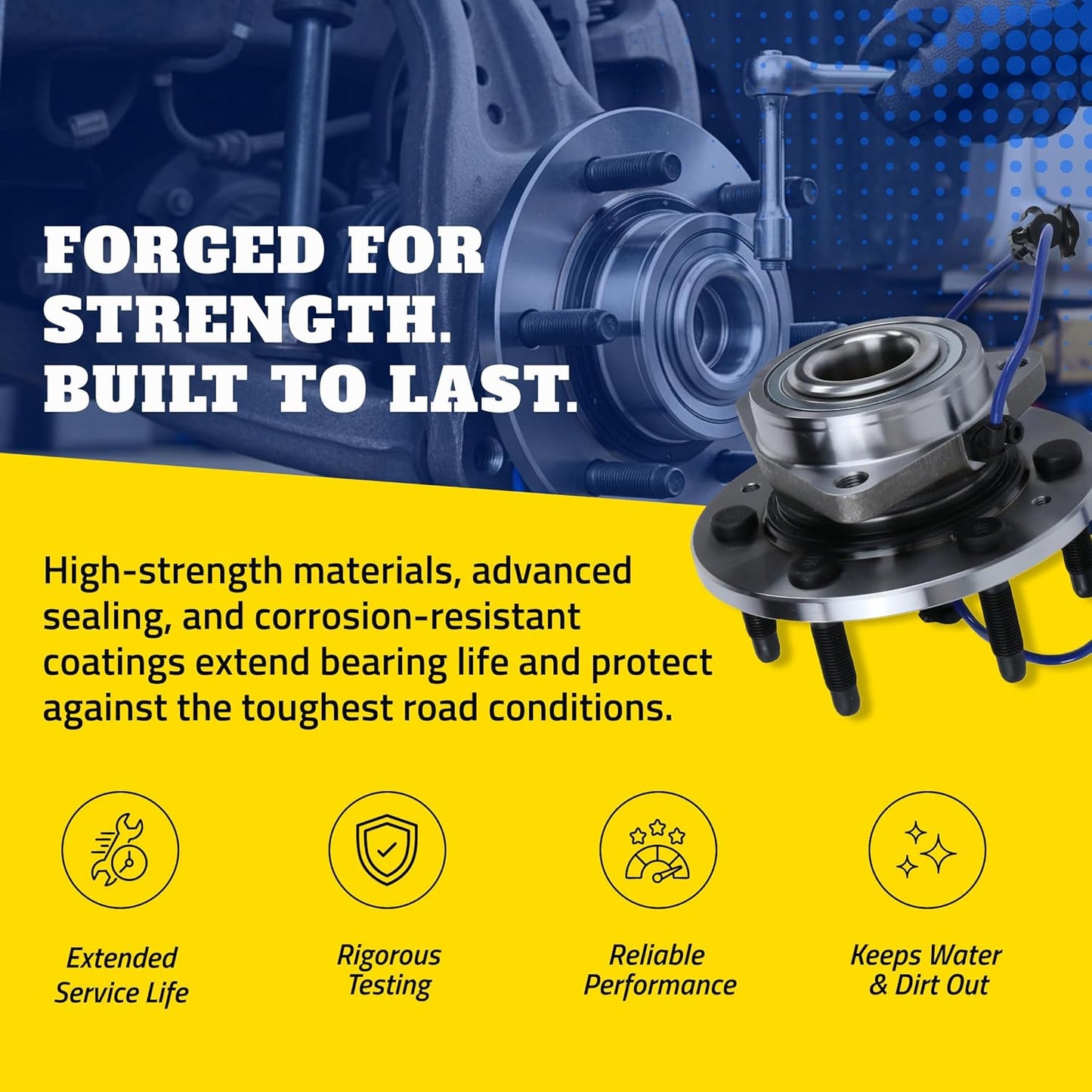 Front Wheel Bearing & Hub Assembly - Ram Classic Hub Replacement - Rust Resistant Studs - Quad Lip Seal Protection - Advanced Raceway Design