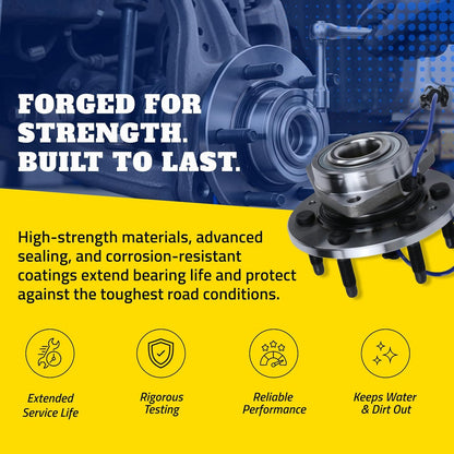 Front Wheel Bearing & Hub Assembly - Ram Classic Hub Replacement - Rust Resistant Studs - Quad Lip Seal Protection - Advanced Raceway Design