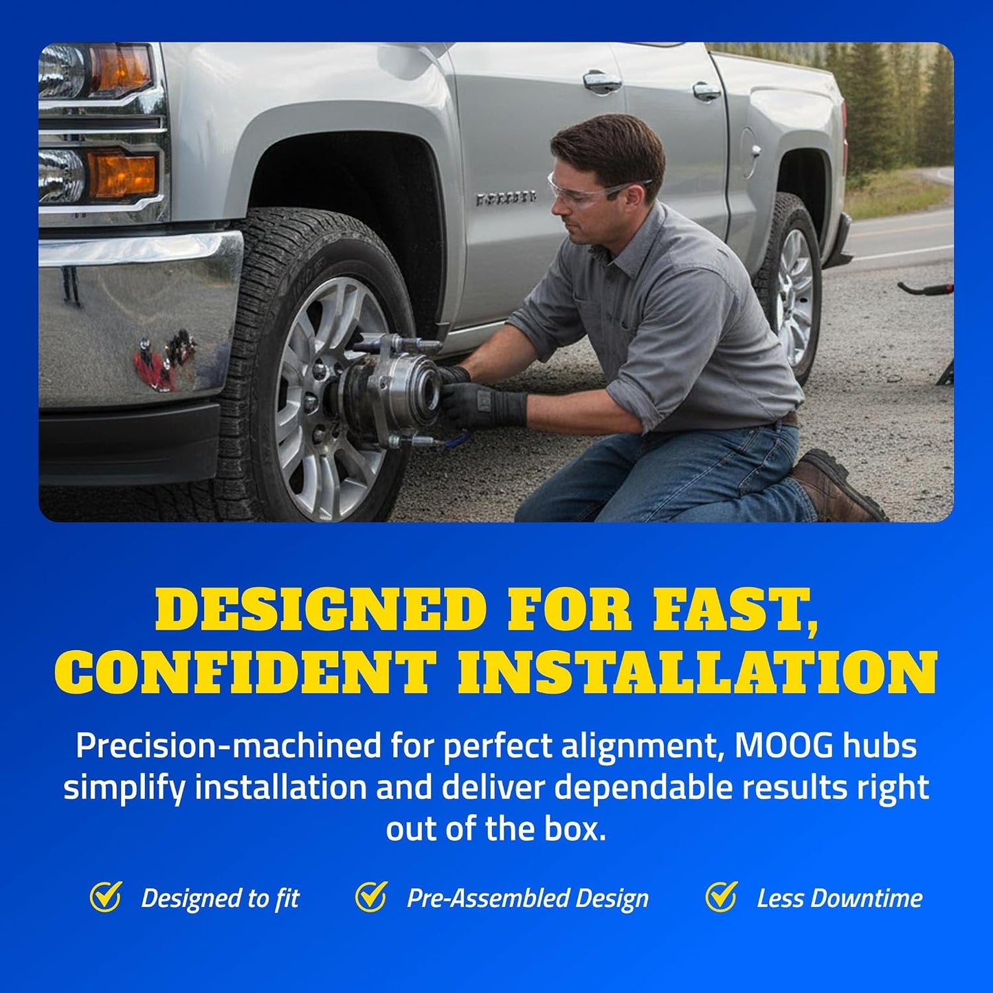 Front Wheel Bearing & Hub Assembly - Ram Classic Hub Replacement - Rust Resistant Studs - Quad Lip Seal Protection - Advanced Raceway Design