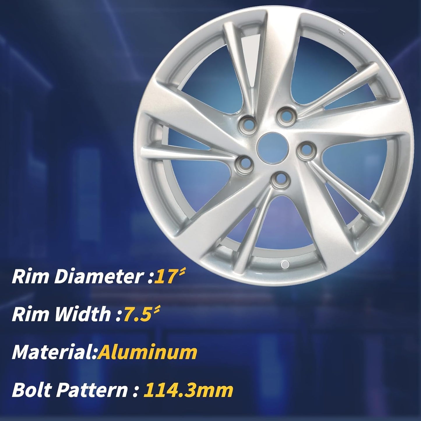 17x7.5" 17 Inch Silver Aluminum Alloy Wheel Rims Fit for Nissan Altima 2013 2014 2015 2016, ALY62593U20N, OE Stock Specs