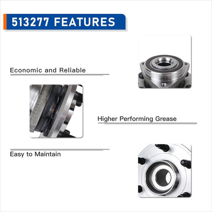 Front/Rear Wheel Bearing and Hub Assembly with ABS, 6-Lug, Compatible with 2008–2017 Buick Enclave, 2009–2017 Chevy Traverse, 2007–2016 GMC Acadia, and 2007–2010 Saturn Outlook