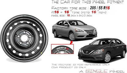 New Single 16" 16x6.5 Inch Steel Wheel for 2013–2019 Nissan Sentra | OEM Design Replacement Rim | BLACK Finish | Direct Fit - OE Stock Specs | 62599