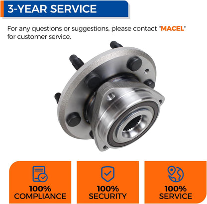 Front/Rear Wheel Bearing and Hub Assembly with ABS, 6-Lug, Compatible with 2008–2017 Buick Enclave, 2009–2017 Chevy Traverse, 2007–2016 GMC Acadia, and 2007–2010 Saturn Outlook